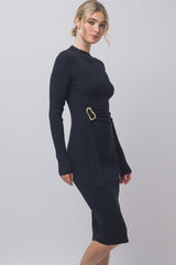 MOCK NECK SWEATER MIDI DRESS