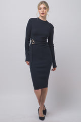 MOCK NECK SWEATER MIDI DRESS