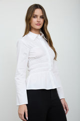 SMOCKED CORSETTE SHIRT