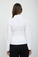 SMOCKED CORSETTE SHIRT