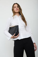 SMOCKED CORSETTE SHIRT
