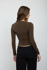 ASSYMETRICAL DRAPE RUCHED TOP