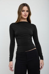ASSYMETRICAL DRAPE RUCHED TOP