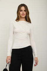 ASSYMETRICAL DRAPE RUCHED TOP