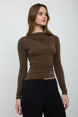 ASSYMETRICAL DRAPE RUCHED TOP