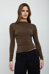 ASSYMETRICAL DRAPE RUCHED TOP