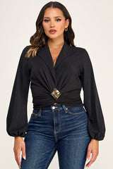 CROP BROACH CROSSOVER TOP