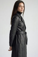 PU LONG TRENCH COAT