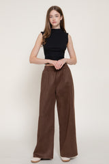 ELASTIC WAIST FAUX SUEDE PANTS