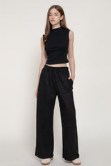 ELASTIC WAIST FAUX SUEDE PANTS