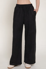 ELASTIC WAIST FAUX SUEDE PANTS