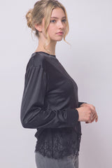SATIN CREW LACE BOTTOM