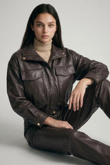 PU FUNNEL NECK POCKET JACKET