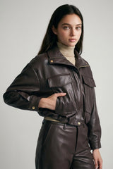 PU FUNNEL NECK POCKET JACKET