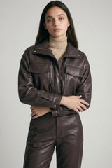 PU FUNNEL NECK POCKET JACKET