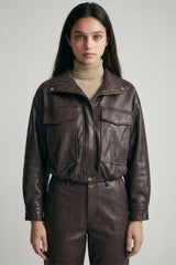 PU FUNNEL NECK POCKET JACKET