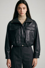 PU FUNNEL NECK POCKET JACKET