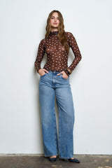 MESH POLKA DOT MOCK TOP