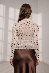 MESH POLKA DOT MOCK TOP