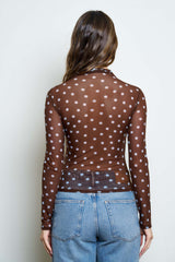 MESH POLKA DOT MOCK TOP
