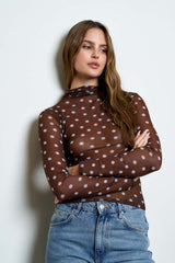 MESH POLKA DOT MOCK TOP