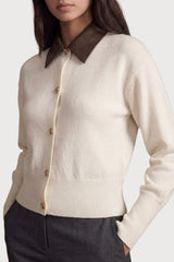 PU COLLAR CARDIGAN