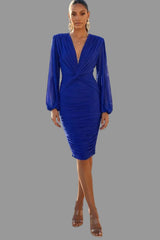 MOMO - LONG SLEEVE TWIST MESH DRESS