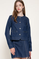 KATE - CREW DENIM CROP JACKET