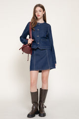 KATE - DENIM FLARE MINI SKIRT