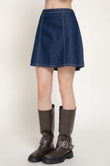KATE - DENIM FLARE MINI SKIRT