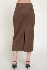 FAUX SUEDE MIDI SKIRT