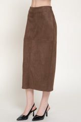 FAUX SUEDE MIDI SKIRT