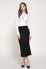FAUX SUEDE MIDI SKIRT