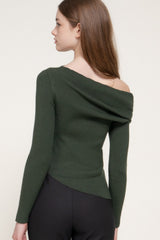 OFF SHOULDER RIBBED SWEATER