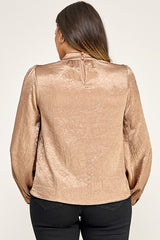 TEXTURED TIE NECK BLOUSE
