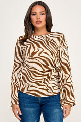 CREW ZEBRA BLOUSE WITH SIDE BROACH