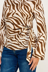 CREW ZEBRA BLOUSE WITH SIDE BROACH