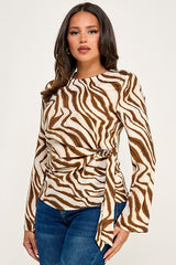 CREW ZEBRA BLOUSE WITH SIDE BROACH