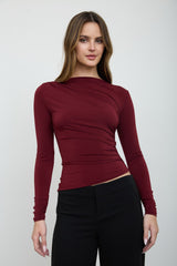 ASSYMETRICAL DRAPE RUCHED TOP