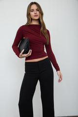 ASSYMETRICAL DRAPE RUCHED TOP
