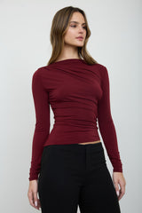ASSYMETRICAL DRAPE RUCHED TOP