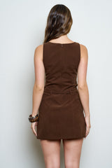 BELTED CORD TANK DRESS