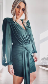 BELLE - LONG SLEEVE SCARF MESH DRESS