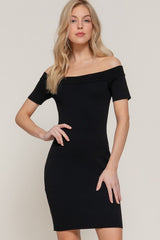 HILLARY - OFF SHOULDER KNIT MINI DRESS
