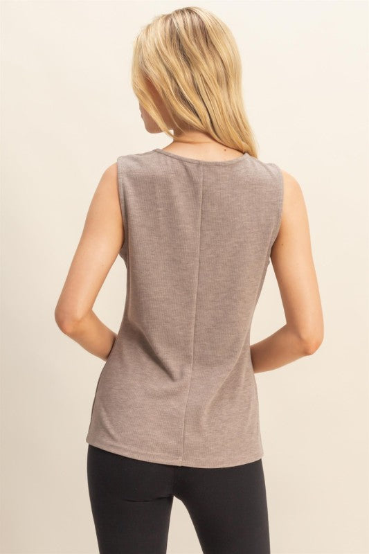 BRUSHED KNIT LONGLINE VEST