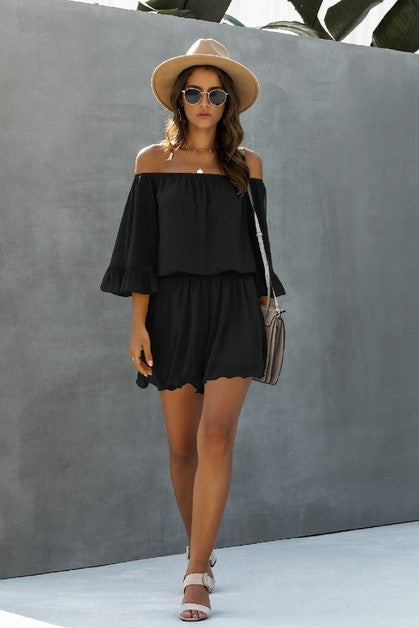 TREVI - OFF SHOULDER RUFFLE ROMPER