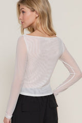 MESH BOAT NECK TOP