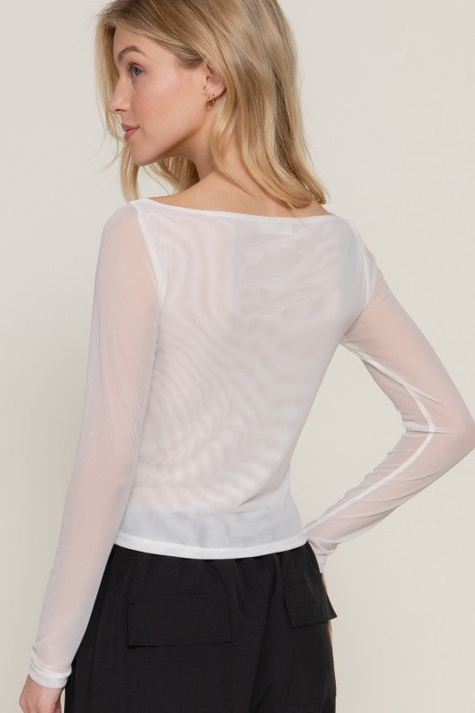 MESH BOAT NECK TOP