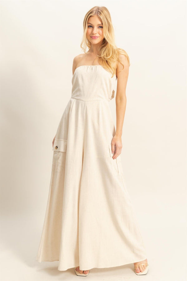 ORI - TUBE LINEN TIE BACK JUMPSUIT