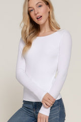 LONG SLEEVE RIBBED CREW NECK TOP